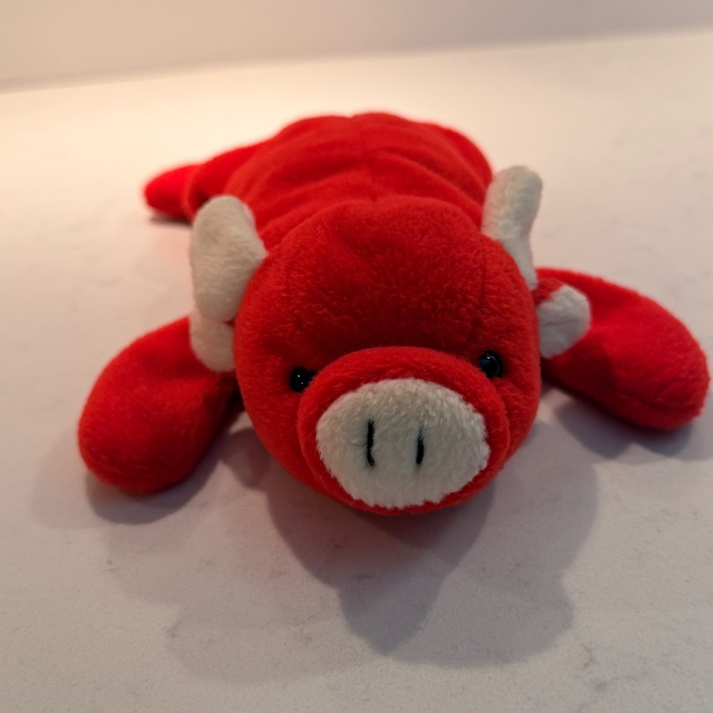 Vintage 1995 Ty Beanie Baby Tabasco Bull #4002 PVC Pellet Red Hooves No Hang Tag